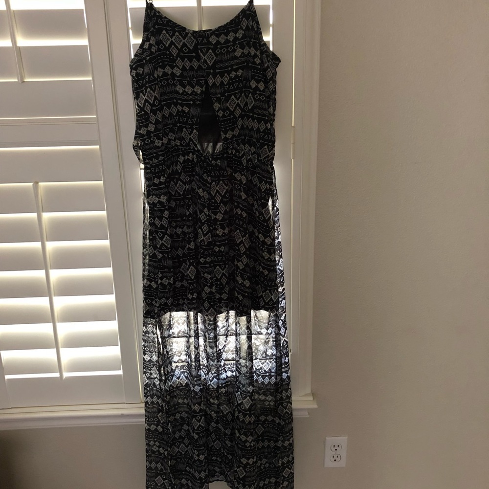 Spaghetti strap black maxi dress, L